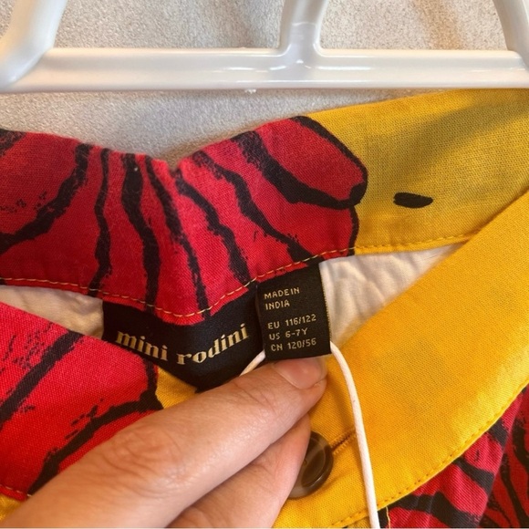 Mini Rodini Yellow Pants with Red Shell Design. 100% organic cotton - Picture 7 of 7